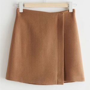 & Other Stories - Dark Beige Asymmetric Wool Skirt 36